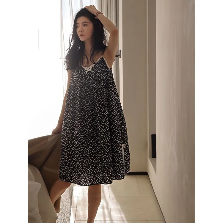 夏季新款睡衣女士薄款日系ins风简约可外穿家居服吊带睡衣睡裙