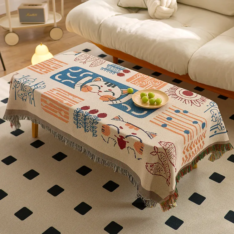 波西米亚民族风布艺茶几布长方形餐桌布户外野餐桌垫沙发盖巾布