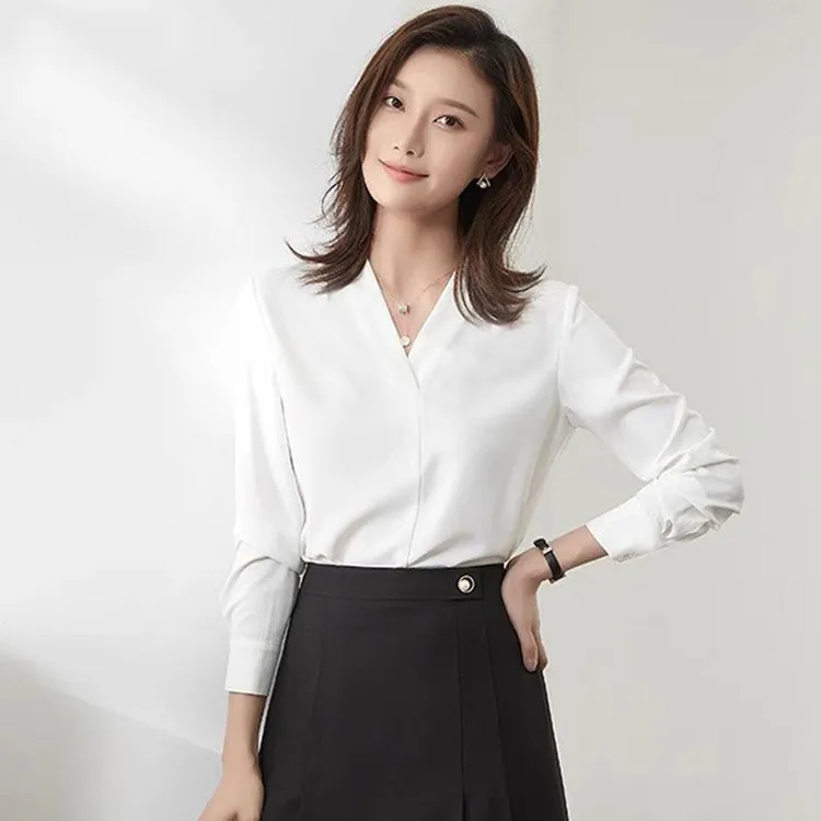 KALUOLAI/卡洛莱时尚气质衬衫女长袖秋冬设计感通勤职业抗皱上衣