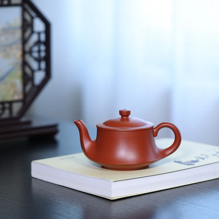 宜兴大容量紫砂壶正宗原矿朱泥鸡血大红袍全手工网孔一帆风顺曲壶