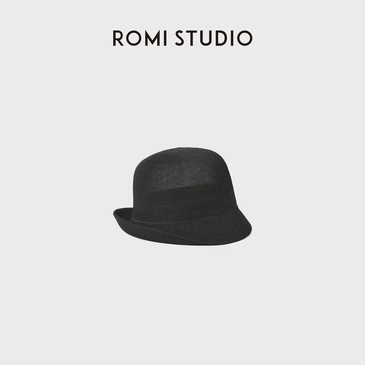 ROMI STUDIO轻盈镂空编织可翻窄帽檐法式卷边渔夫帽 RWDAP04810