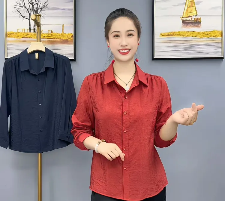 早秋新款时尚洋气百搭气质显瘦宽松显瘦长袖衬衣515款