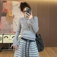 【LLU李】镂空设计感针织衫厚打底衫修身显瘦上衣 LLU-11161858