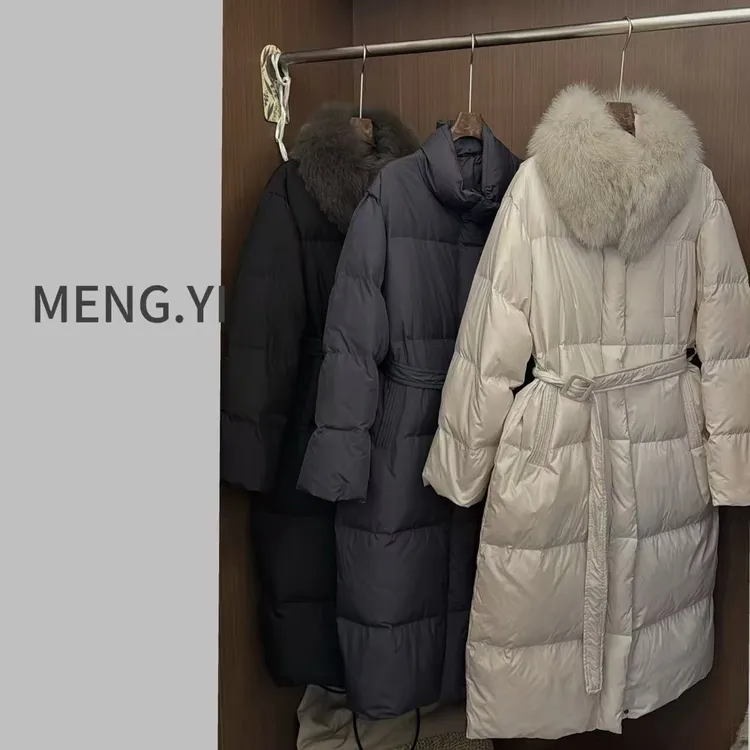 MENG.YI毛领收腰韩系大被子新国标90羽绒服 5369