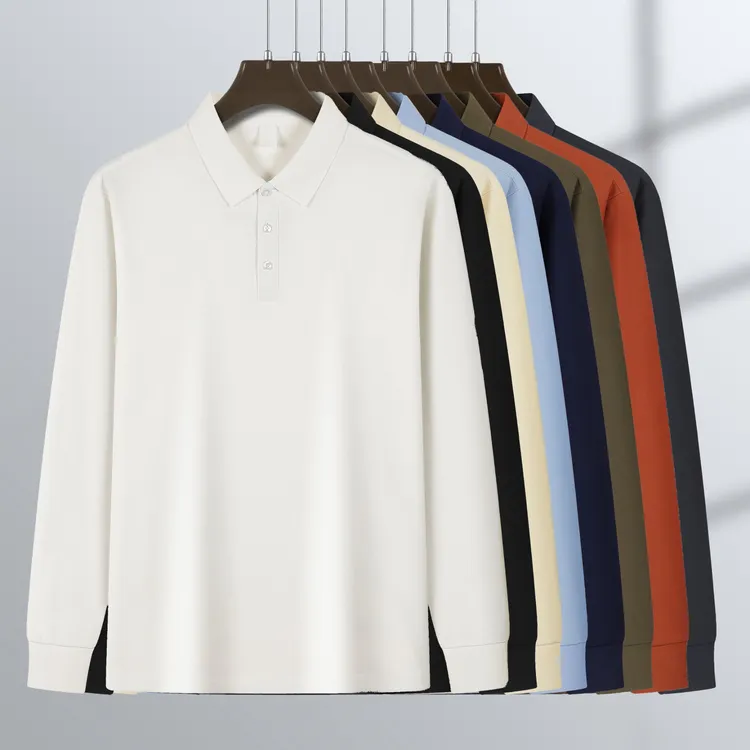 秋冬经典长袖POLO衫翻领男士简约时尚升级款式纯色