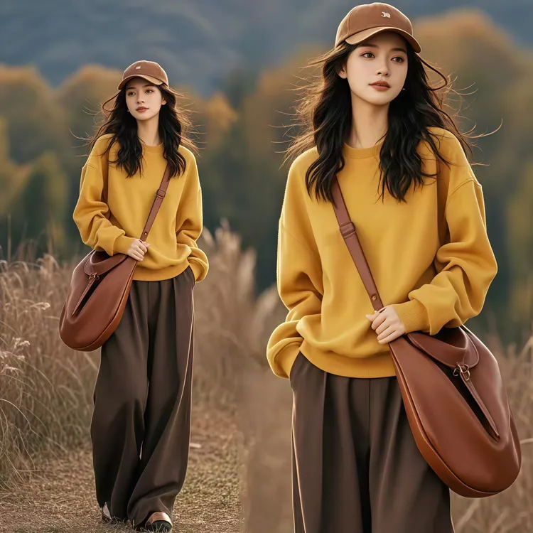 早秋季新款女装多巴胺穿搭配一整套百搭休闲时尚卫衣裤子两件套女