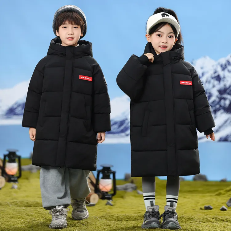 2025新款羽绒棉服加厚中长款男童女童冬季棉袄中大童过膝洋气外套