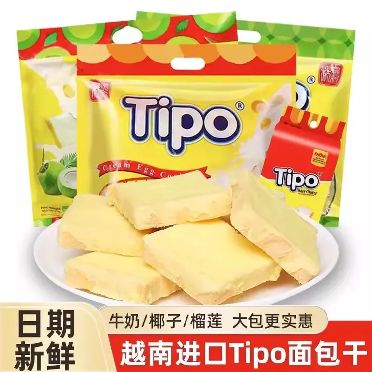 越南进口Tipo面包干115g袋涂层面包片干蛋糕早餐饼干解馋小零食品