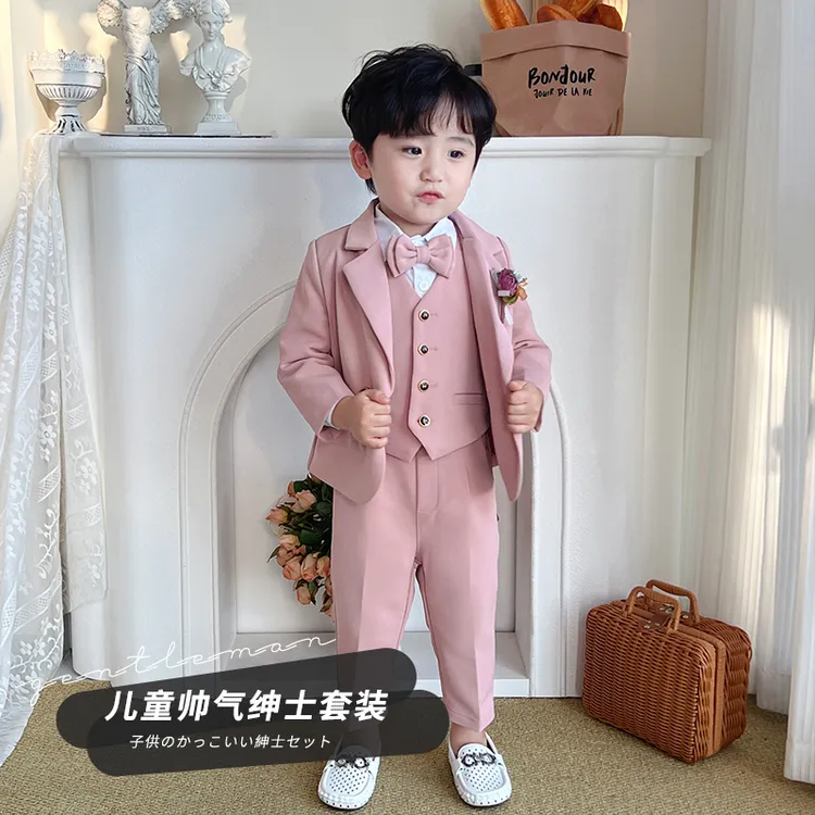 【呗呗】男童周岁生日礼服儿童婚礼花童西装宝宝酷帅小西服钢琴走秀