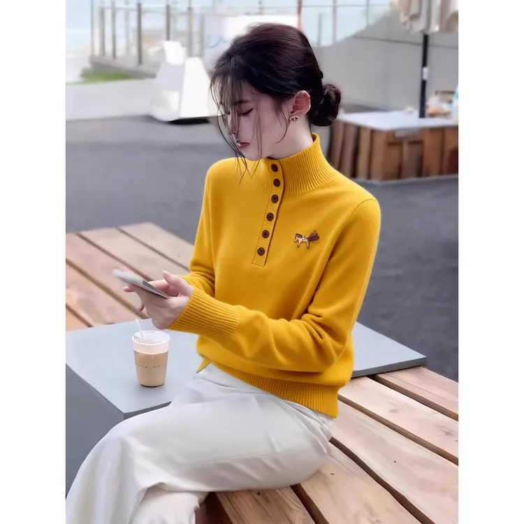 巨好看的冬装一整套韩风chic轻奢高级感慵懒松弛感黄色针织套装裤