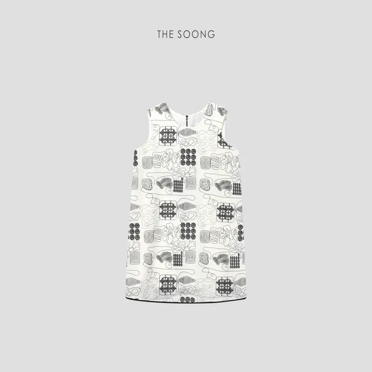 THESOONG|"图腾裙"重工特织刺绣朦胧感无袖连衣裙HBQZ6829