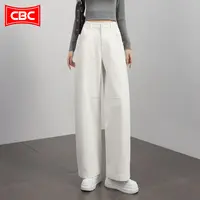 CBC白色牛仔弯刀裤女2025新款秋高端休闲长裤微弧形镰刀裤子