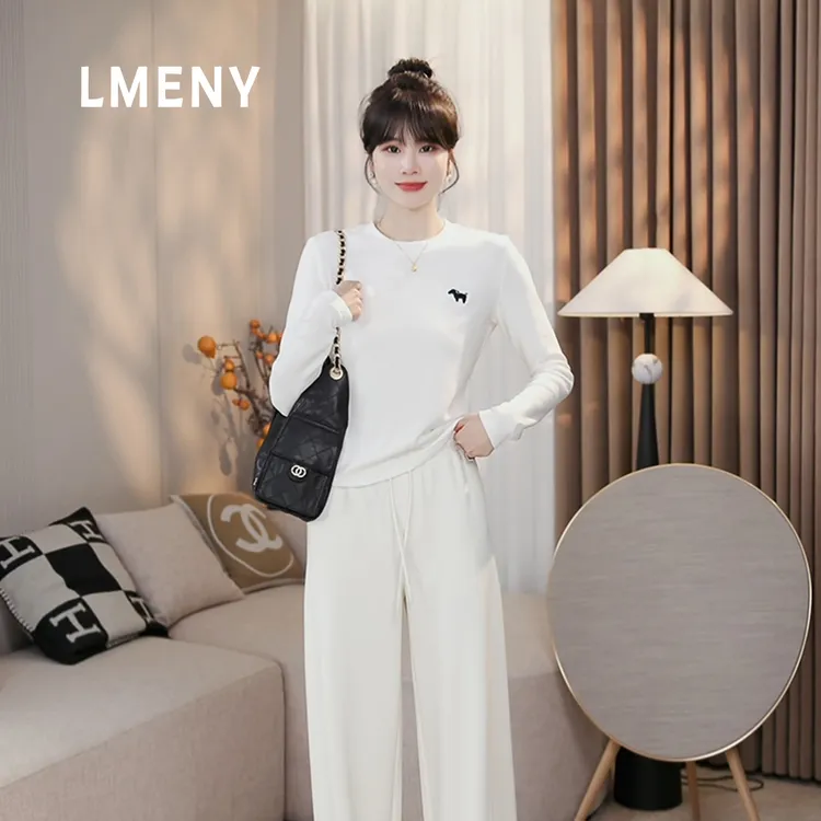 LMENY“幸运小狗T”衣橱搭子！圆领刺绣小狗百搭磨毛长袖打底25DT003
