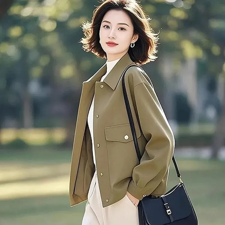 2025春秋韩式新款设计感小众不撞色绿色防晒外套女百搭高级感上衣