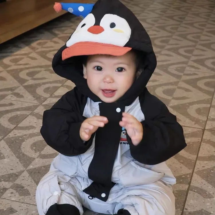 宝宝衣服冬款外出加厚保暖连体衣婴儿冬装超萌包屁衣冬季洋气哈衣