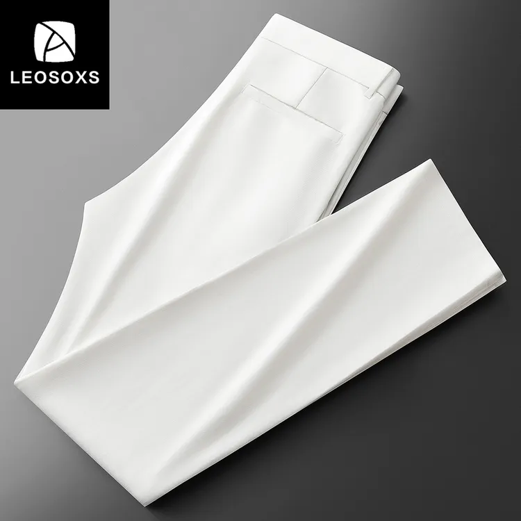 夏季高端商务通勤裤子男士透气冰丝莱赛尔亚麻宽松直筒休闲裤男款