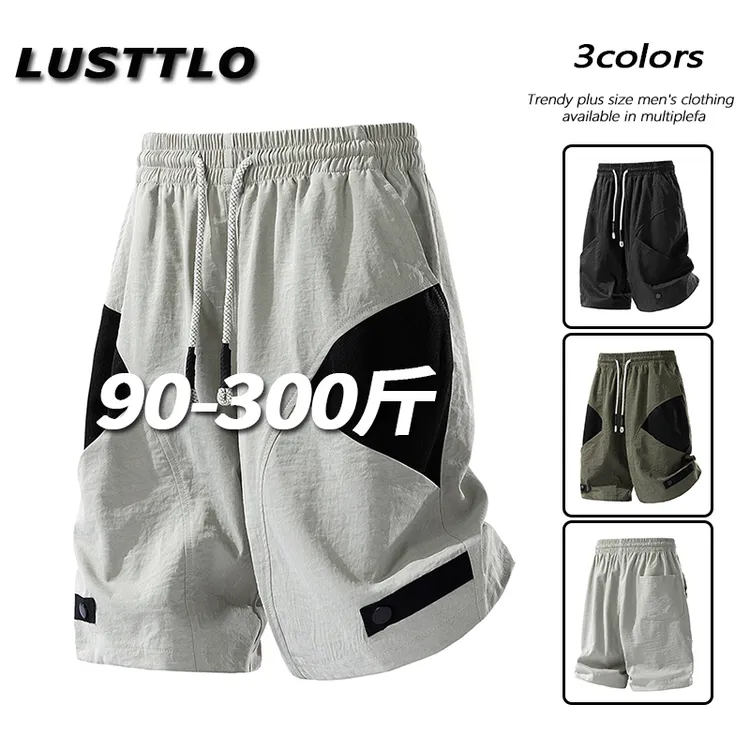 夏季潮牌男士短裤宽松大码设计感潮流五分裤加肥加大休闲运动中裤