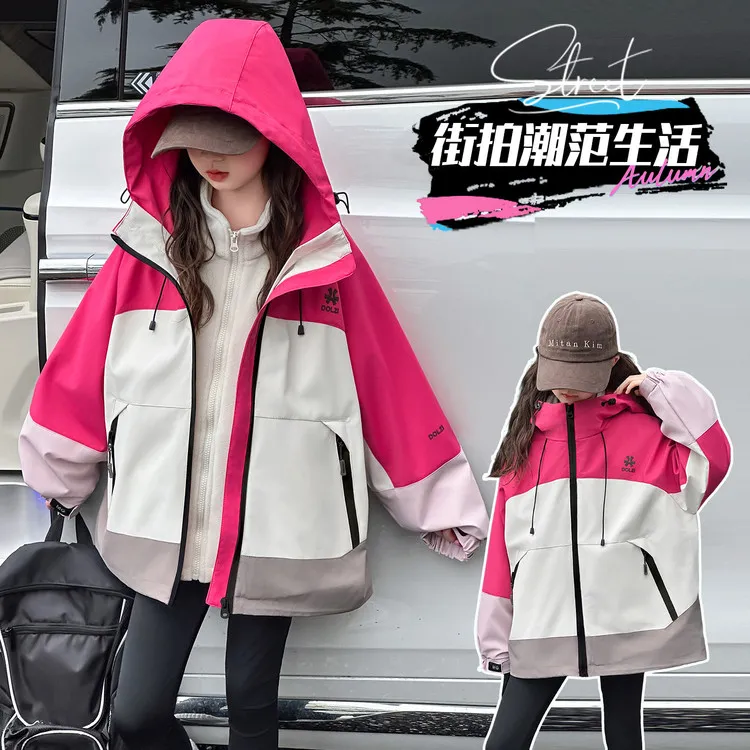 女童洋气户外防水防风冲锋衣外套儿童中大童韩版保暖加厚三合一潮