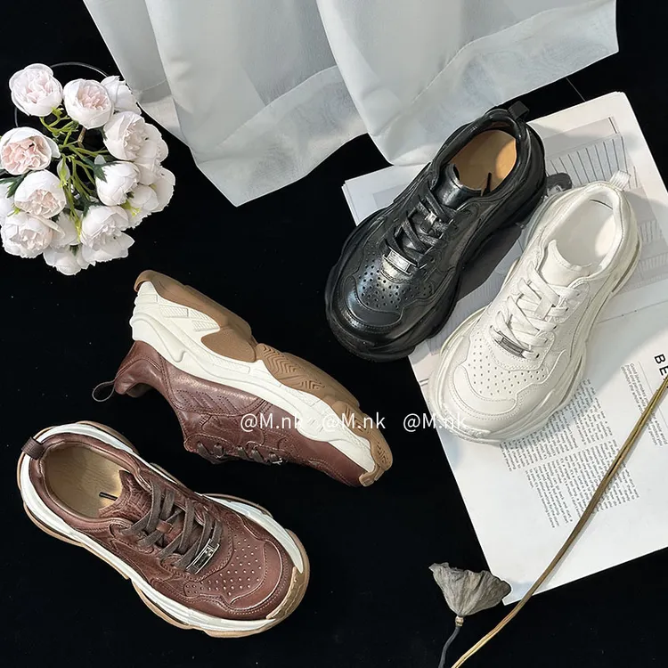 【M.nk HOME】复古水洗马皮巴黎款时尚老爹鞋潮流运动休闲女鞋528