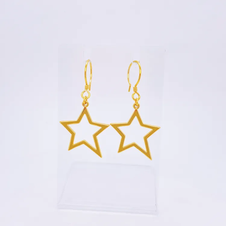 足金999黄金五角星金耳钩3.27 *-