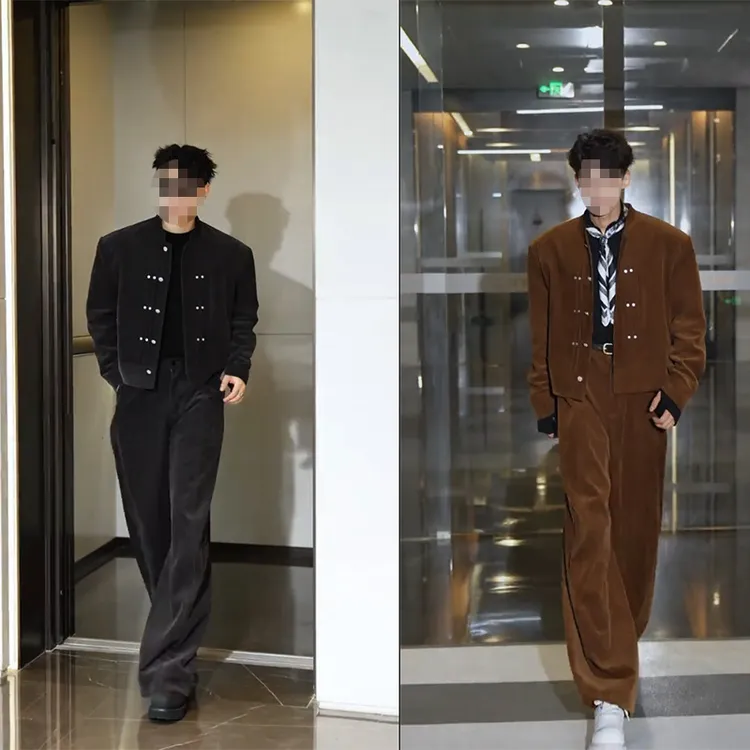 龙刀刀秋季新品美式复古时尚设计感立领夹克套装宽松休闲外套长裤