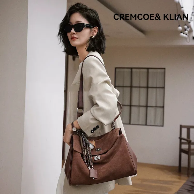 【官方正品 Cremcoe&Klian】秋冬磨砂皮小众手提凯莉包慵懒风斜挎包
