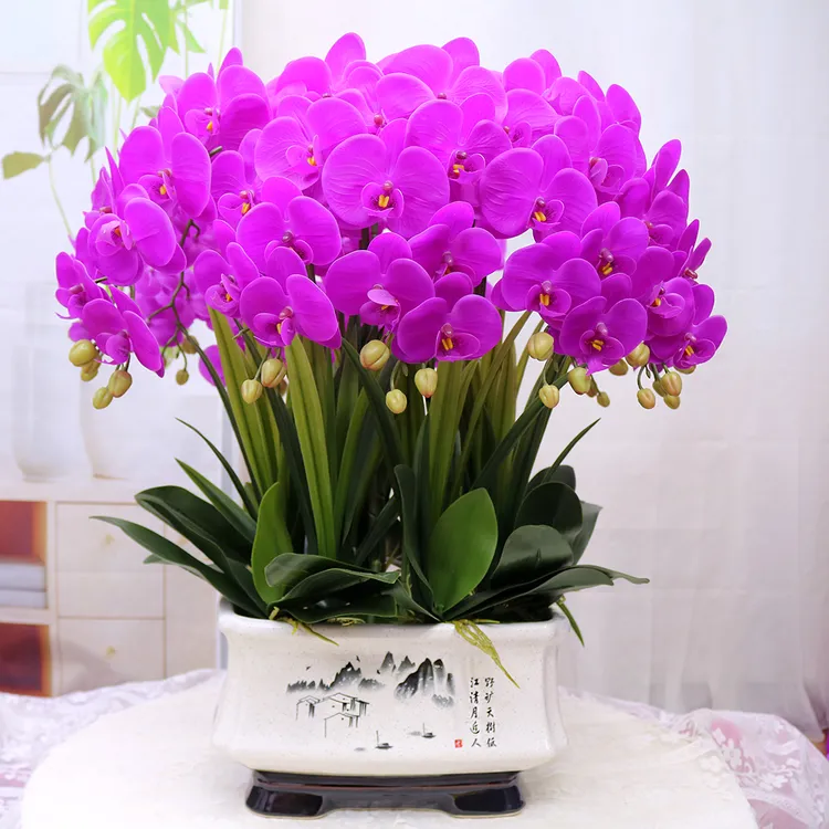 高档特大号保湿手感仿真蝴蝶兰花客厅办公室装饰茶几玄关前台假花