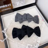 W1393韩系氛围减龄百搭简约轻奢双蝴蝶结弹簧夹