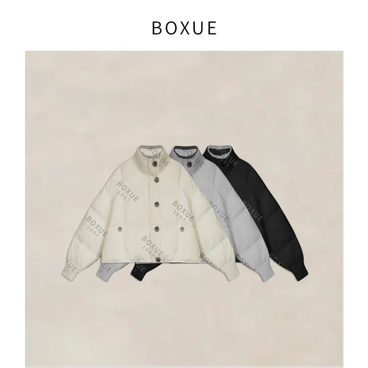 BOXUE“悠悠日记”2025秋冬拼接针织90白鸭绒羽绒服#251125YR6963