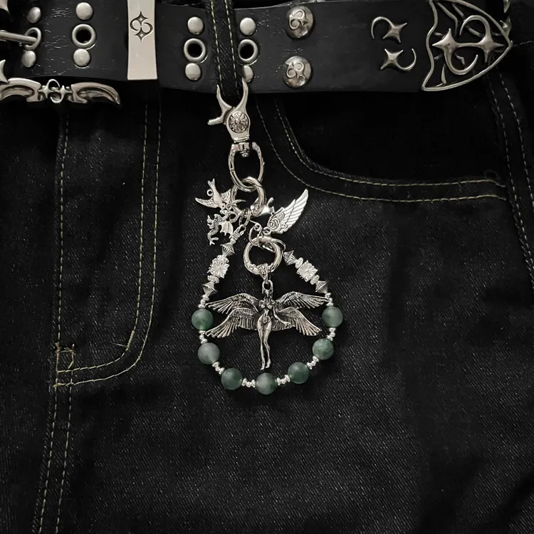 KGSC原创天使之翼哑光珠链欧美cleanfit腰间挂饰复古风高级钥匙扣