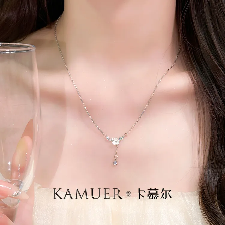 合金项链 栀子花小众森系气质时尚简约设计感锁骨链