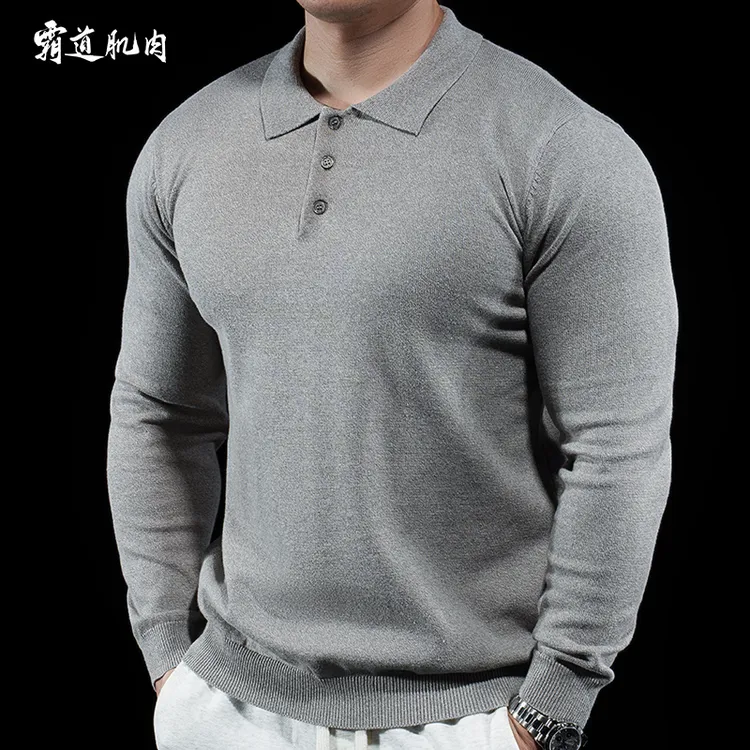 霸道肌肉 男士长袖t恤POLO衫秋冬翻领针织衫毛衣加厚保暖轻熟风