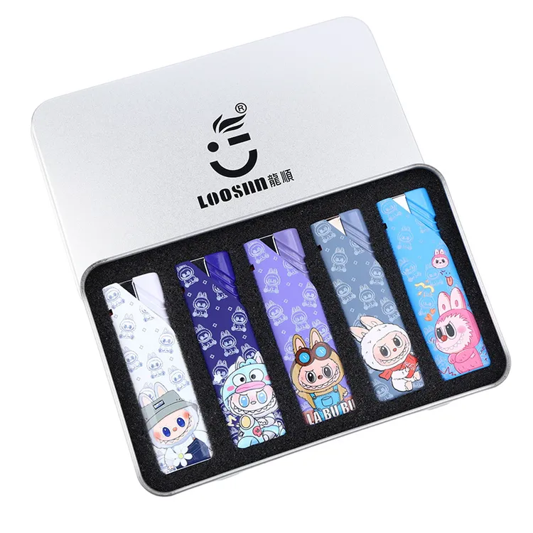 【礼盒装】爆款潮流金属防风直冲蓝焰可爱UV卡通打火机