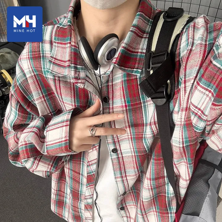 唐狮MH格子衬衫男2025新款秋季设计感薄外套大码男女同款外搭开衫