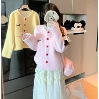 秋冬新款仿貂刺绣毛衣外套女开衫圆领温柔软糯短款小香风女装上衣