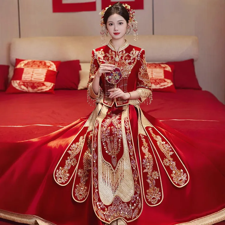嫁衣出阁服夏结婚显瘦秀禾服2025新款婚礼敬酒服秀禾红色龙凤褂