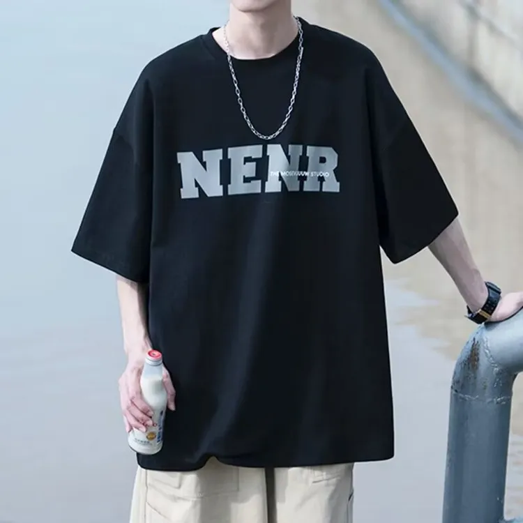 2025重磅短袖T恤男款夏季潮牌潮流宽松男士衣服美式大码学生体恤