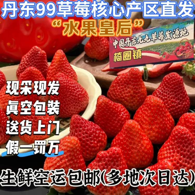 【产地直发】丹东99新鲜头茬红颜牛奶草莓应季孕妇宝宝水果空运包邮