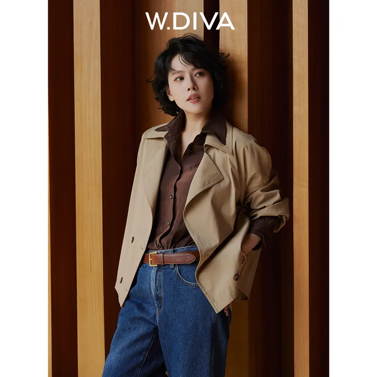 W.Diva【卡其序章】澳洲美利奴羊毛风衣束口袖经典双排扣53C172126