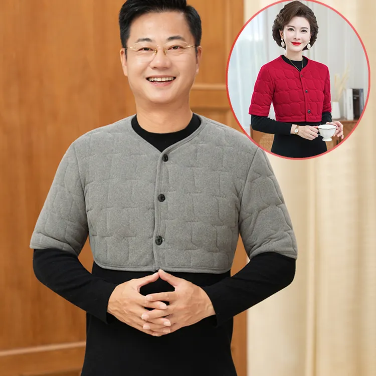 中老年男装加厚护肩颈椎坎肩爸爸装睡觉保暖防寒披肩男士秋冬马甲