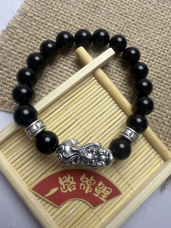 足银手链 足银999情侣手工招财貔貅手串百搭手饰复古饰品配饰单圈