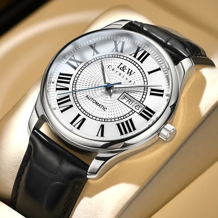 爱沃驰I&W正品全自动机械表男士高颜值罗马系列夜光高档情侣对表商品图