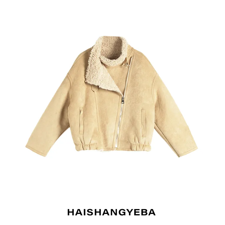 【海上叶爸】新款2025秋冬百搭羊毛翻领休闲厚款保暖短外套