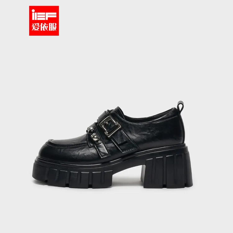 IEF/爱依服女鞋2025秋季新款时尚休闲通勤百搭设计感厚底乐福鞋