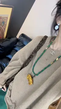 李豆儿 小众设计 韩系花边灯笼袖圆领毛衣