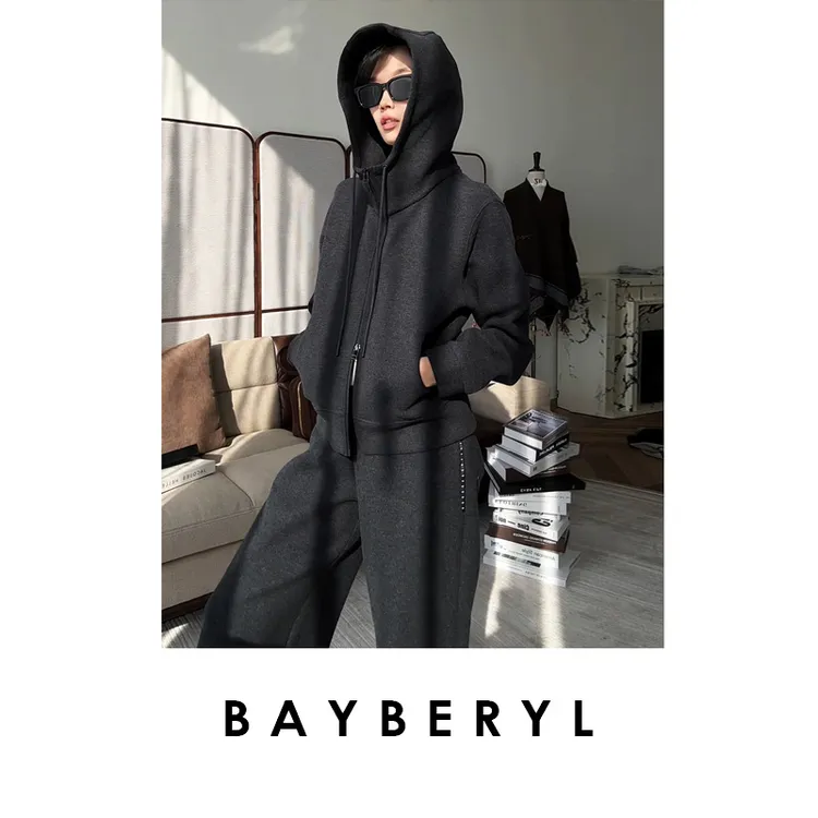 BAYBERYL老贝远红外套*飘带松紧裤冬百搭连帽卫衣9NT5K1941-11/23