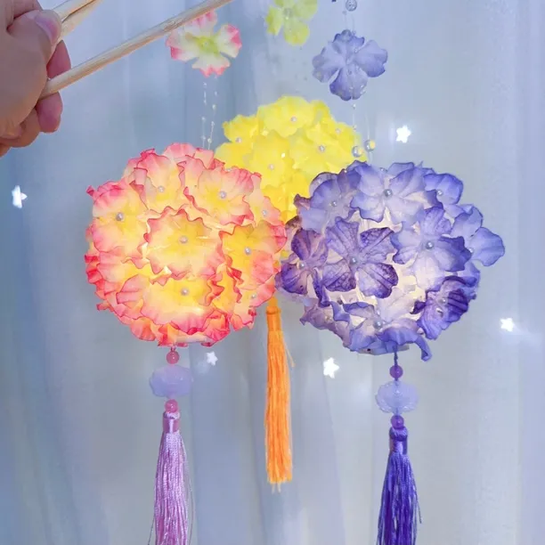 【柒格格】绣球花灯材料包 中秋节灯笼手工diy材料包儿童礼物元宵节