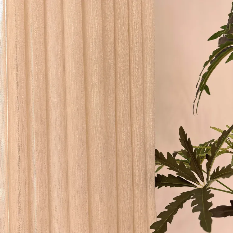 向晚 法式奶油提花纱帘透光微透人波浪竖条纹肌理卧室定制窗帘