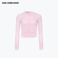 ANN ANDELMAN 25秋时尚设计休闲撞色条纹缕空毛织上衣