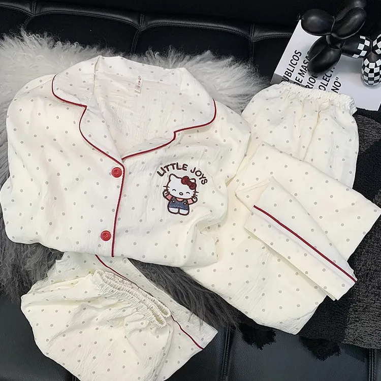 ［3件套］T夏季薄款短袖短裤长裤云朵绵家居服睡衣KK2605